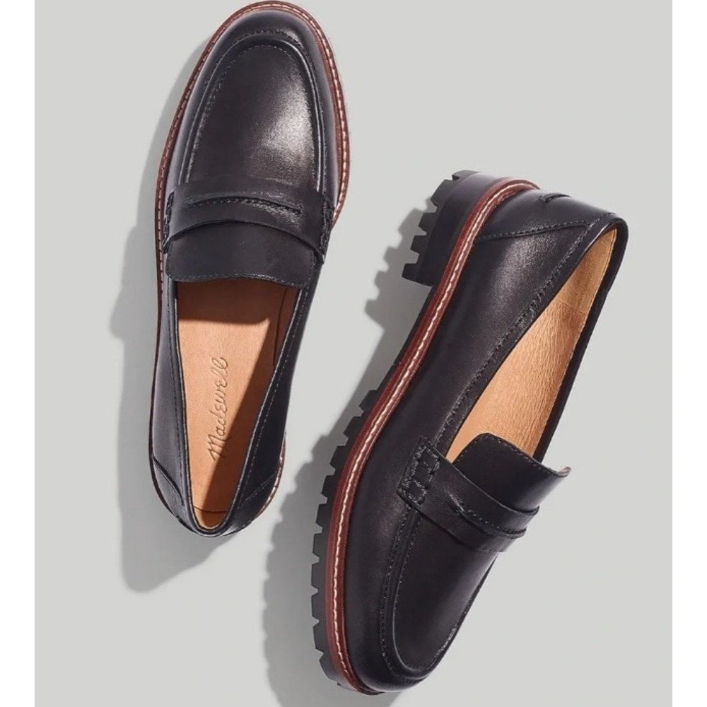 Madewell The Corrinne Lugsole Leather Loafer | Color: True Black | SZ: 7